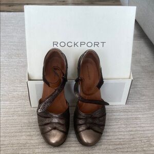 Rockport Women's Metallic Brown Mary Jane Flats
